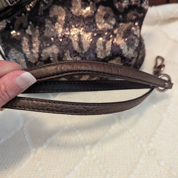 COACH OCELOT LEOPARD SEQUIN SOPHIA HANDBAG/ CROSSBODY BAG BRONZE #18638 - Picture 8 of 12